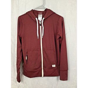Seamaid Women's Burgundy Long Sleeve Full Zipper Workout Hooded Jacket Size S